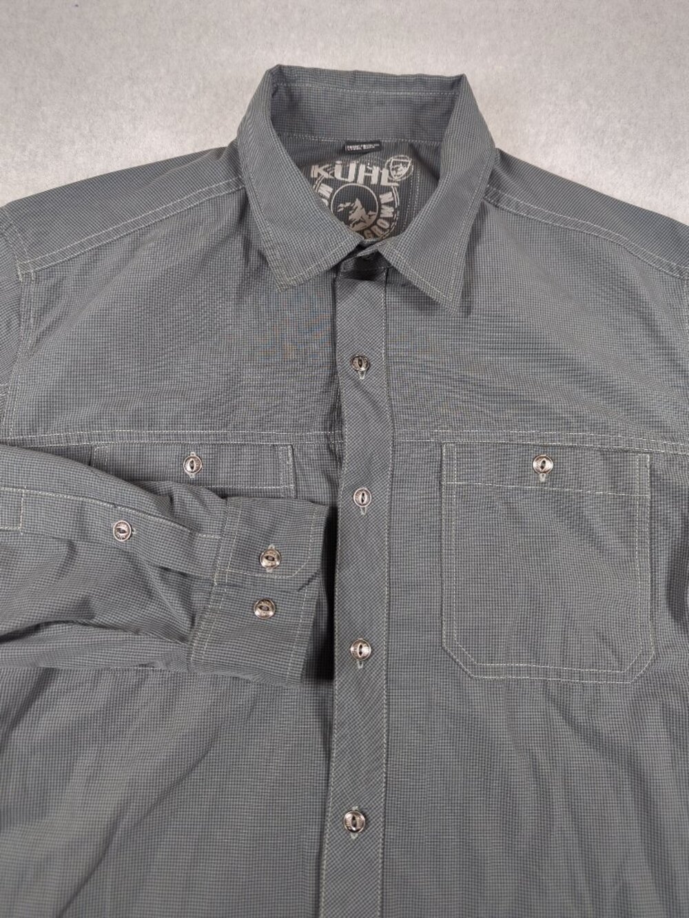 Kuhl Eluxur Shirt Men's Medium Gray Long Sleeve Performance Hiking Gorpcore